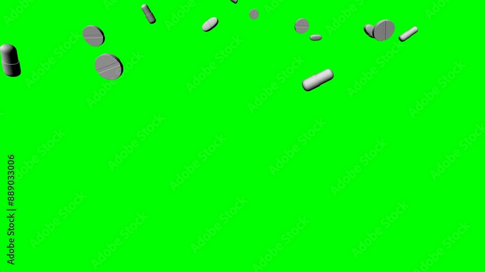 popping tablets pill on green screen popping tablets pill on green screen