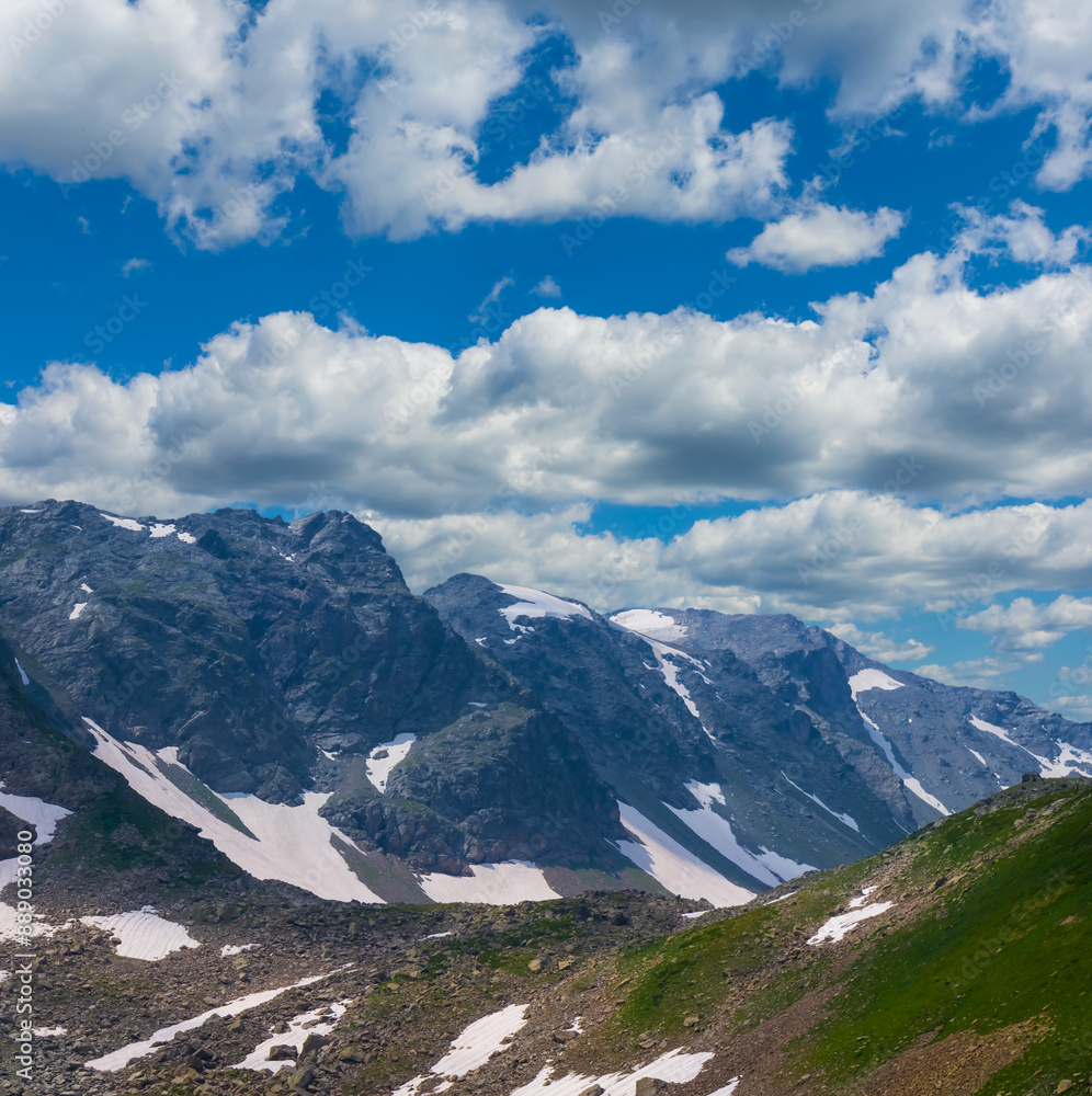 mountain ridge under a blue cloudy sky, mountain travel landscape mountain ridge under a blue cloudy sky, mountain travel landscape
