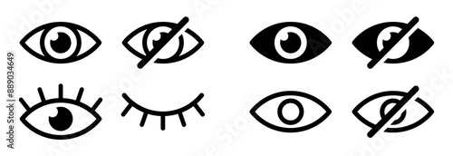 vector eye icon for visible and invisible passwords	