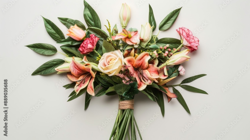 Decorative artificial flower bouquet with blank background Decorative artificial flower bouquet with blank background