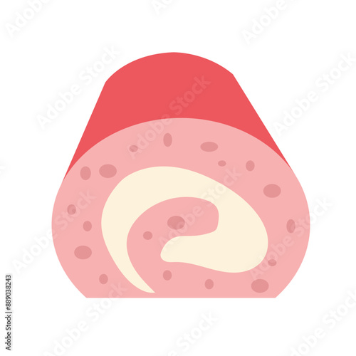 Strawberry Roll Cake ,sweet food theme, flat icon style