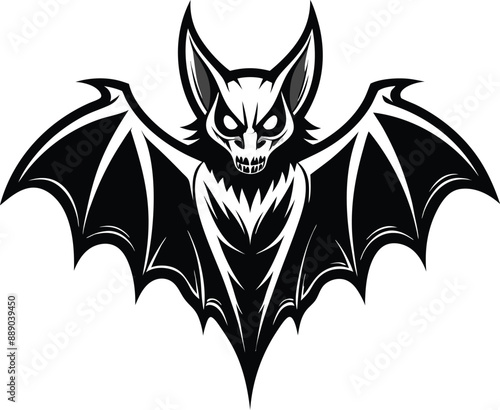 Bat silhouette vector art illustration White Background Free Download