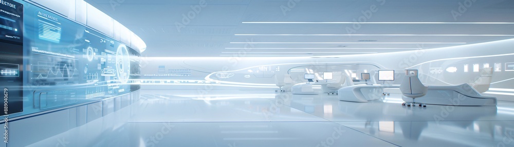 A futuristic office space with holographic interfaces and AI assistants A futuristic office space with holographic interfaces and AI assistants