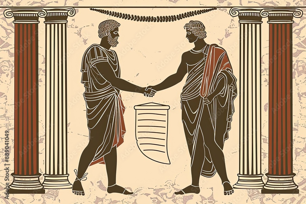 Fototapeta premium Classical Greek Scene with Figures