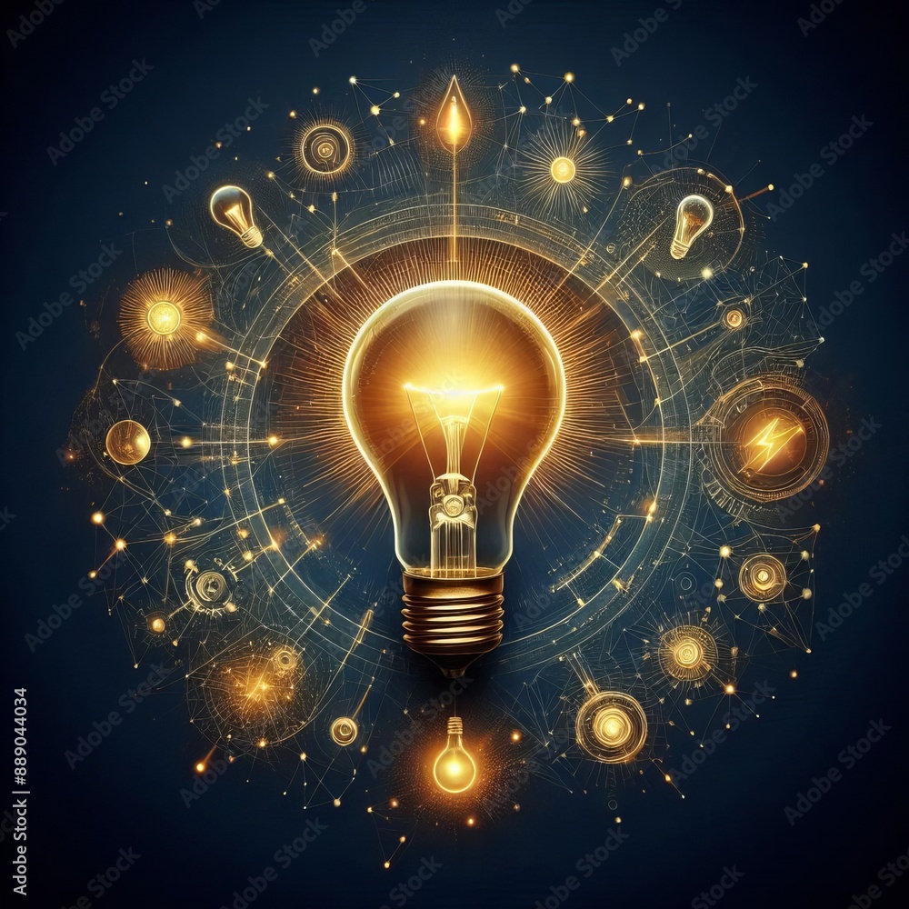 A glowing light bulb representing creativity and innovation with tags for bulb, light, lamp, idea, and energy A glowing light bulb representing creativity and innovation with tags for bulb, light, lamp, idea, and energy