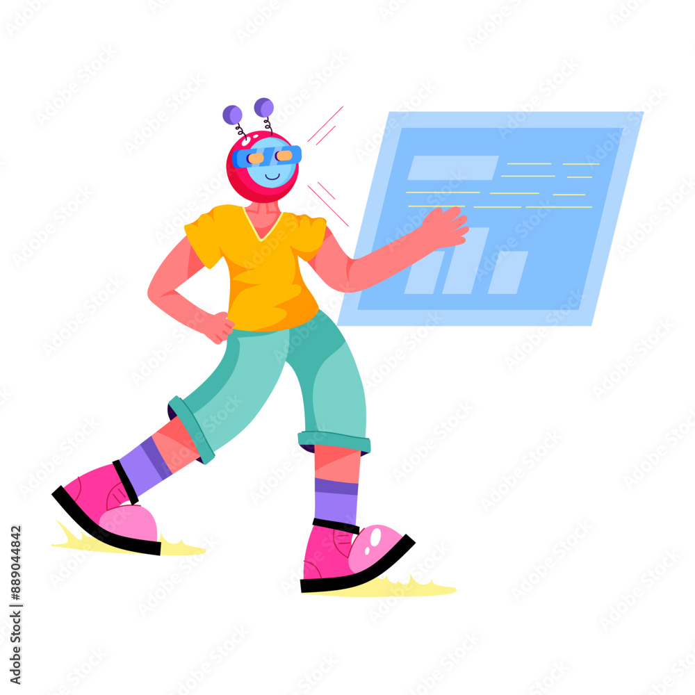 Fototapeta premium Robot analysis flat style illustration