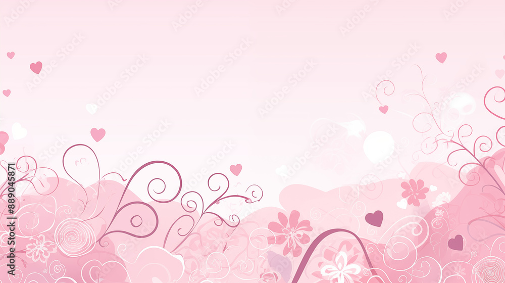Pink Heart and Swirl Pattern with Floral Elements on a Soft Gradient Background Pink Heart and Swirl Pattern with Floral Elements on a Soft Gradient Background