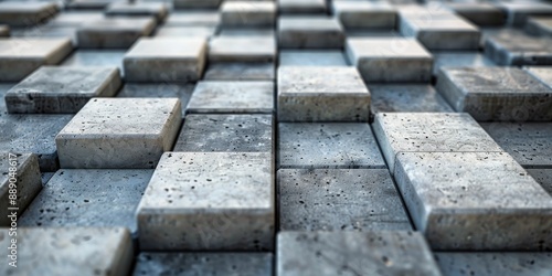 Textured Concrete Wall With Cubic Pattern