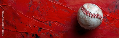 A Baseball Resting on Red Painted Surface
