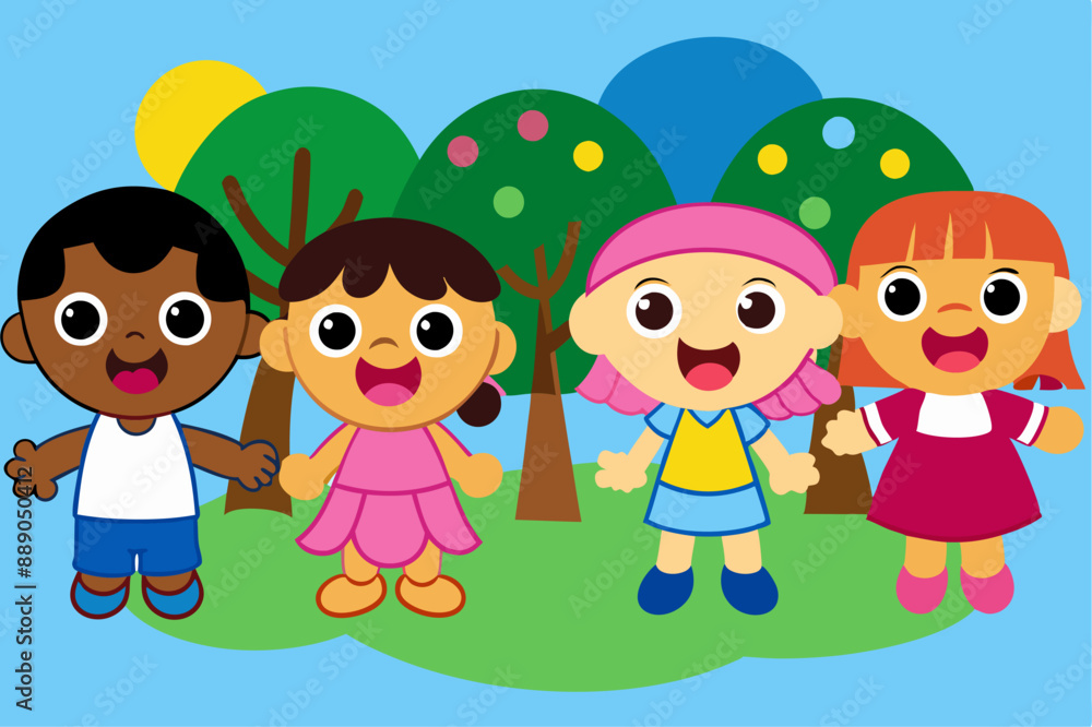 Multicultural kids playing in a park Multicultural kids playing in a park