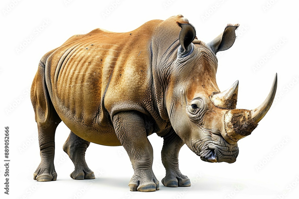Fototapeta premium Big african Rhino isolated on a white background