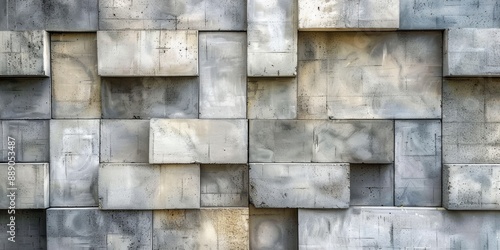 Textured Concrete Wall With Cubic Pattern