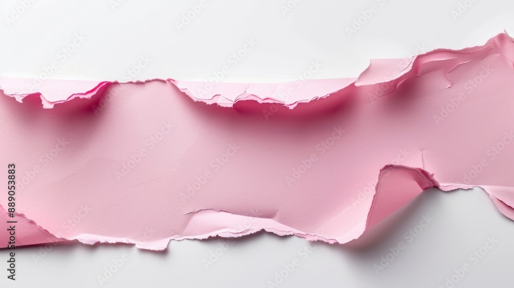 Tear pink paper on white background Tear pink paper on white background
