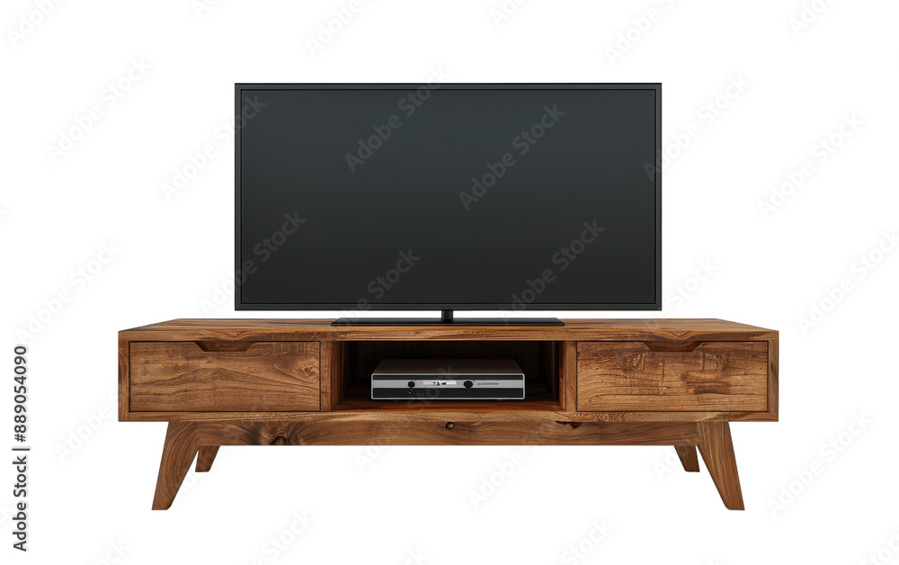 A sleek wooden entertainment center with a flat screen TV and a DVD player on a shelf A sleek wooden entertainment center with a flat screen TV and a DVD player on a shelf