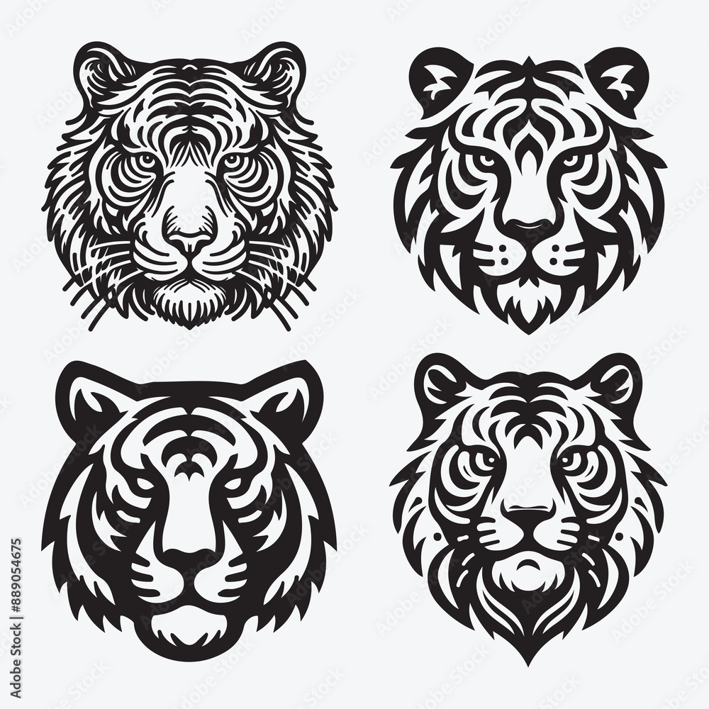 Fototapeta premium Tiger Vector Illustration Silhouette Collection