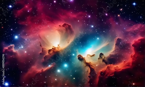 Colorful nebula in cosmos. Night sky star spectacle