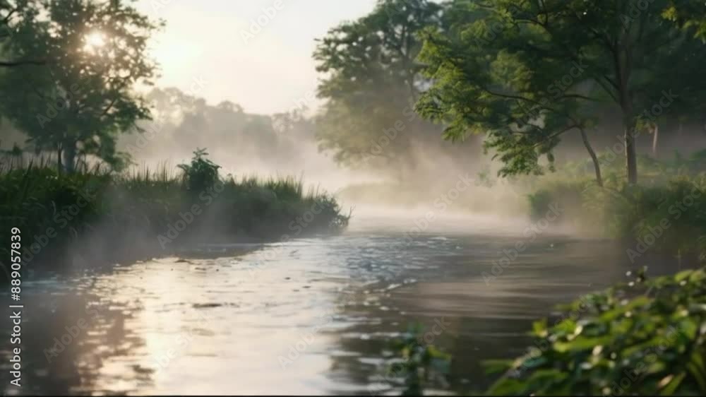 River flow in the forest. Ai video River flow in the forest. Ai video