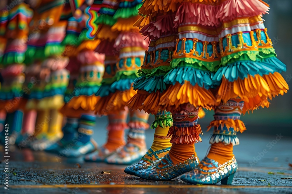 Fototapeta premium Colorful shoes with vibrant feathers, perfect for adding a pop of color to any outfit.