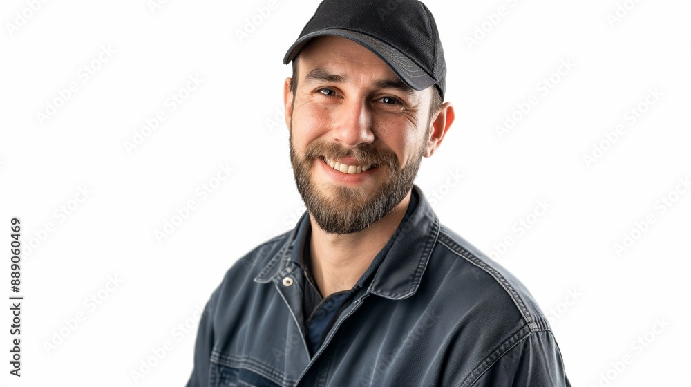 Handsome Mechanic in Uniform, Studio Portrait. Handsome Mechanic in Uniform, Studio Portrait.