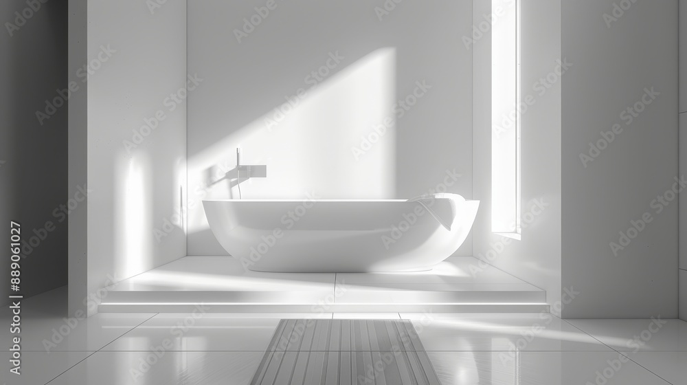 Serene Minimalist Bathroom with Single Towel and Sleek Fixtures. Serene Minimalist Bathroom with Single Towel and Sleek Fixtures.