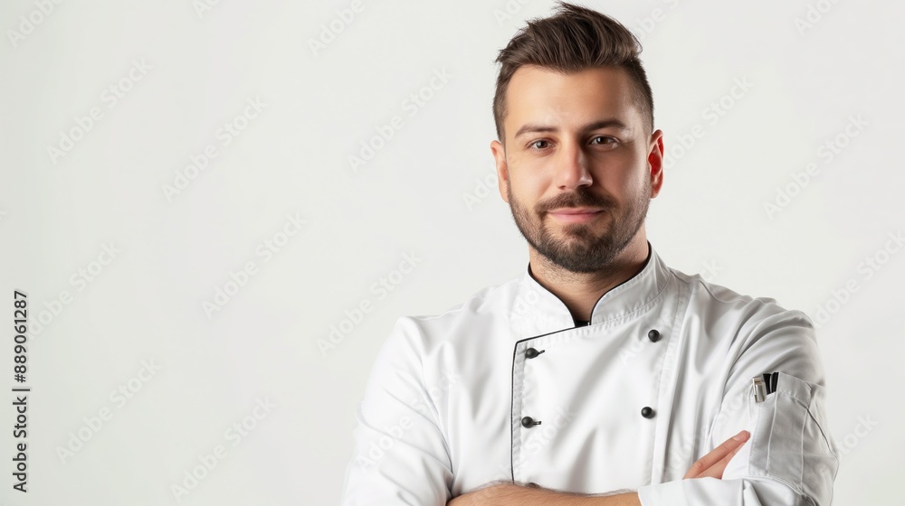 Handsome Chef in Uniform, Studio Portrait. Handsome Chef in Uniform, Studio Portrait.