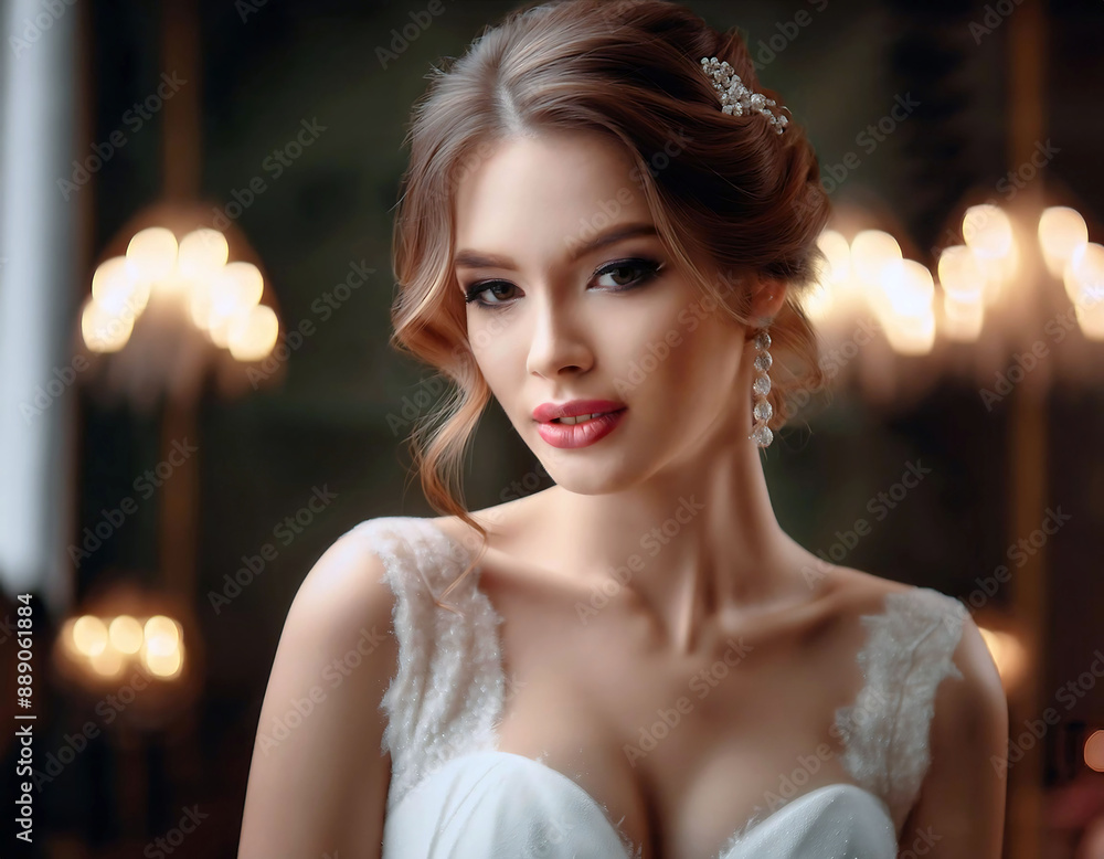 young american woman In a pure white wedding dress young american woman In a pure white wedding dress