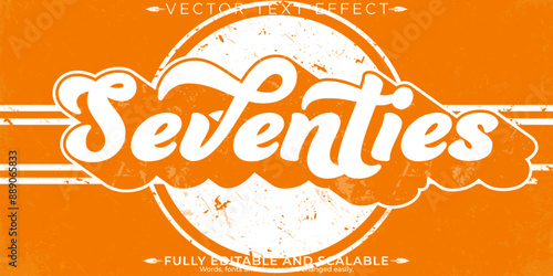 Retro, vintage text effect, editable 70s and 80s text style