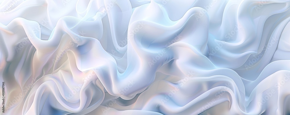 Fototapeta premium Abstract White Fabric Waves, 3D Render, Digital Art, Texture, Background. , Abstract, Texture