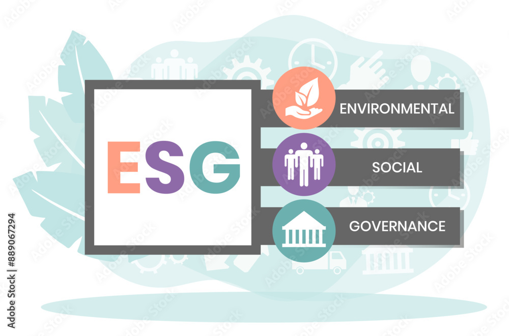ESG concept of environmental, social and governance in sustainable and ethical business, vector illustration ESG concept of environmental, social and governance in sustainable and ethical business, vector illustration