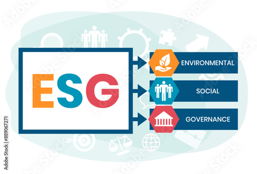 ESG concept of environmental, social and governance in sustainable and ethical business, vector illustration