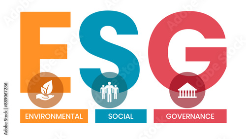 ESG concept of environmental, social and governance in sustainable and ethical business, vector illustration