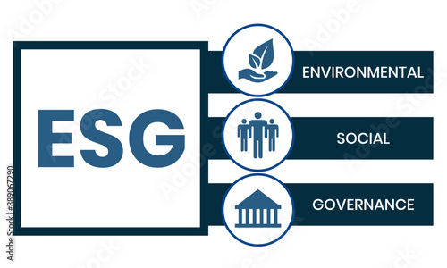 ESG concept of environmental, social and governance in sustainable and ethical business, vector illustration