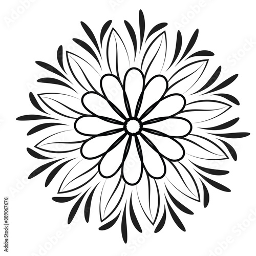 Flower Line Art for tattoo design and coloring pages