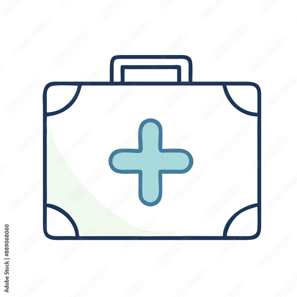 Minimalist Doctor's Bag Icon, Blue and White, Medical Equipment Symbol with Copy Space Minimalist Doctor's Bag Icon, Blue and White, Medical Equipment Symbol with Copy Space