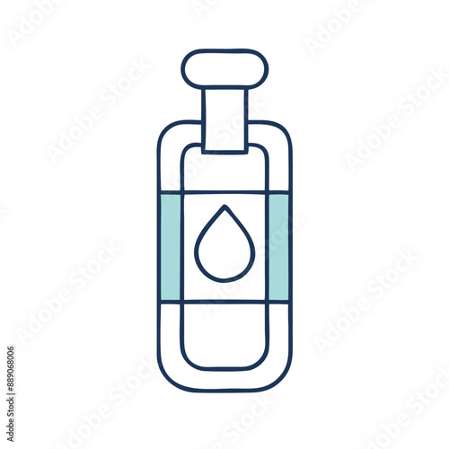 Minimalist Blood Vial Icon, Blue and White, Medical Symbol with Copy Space