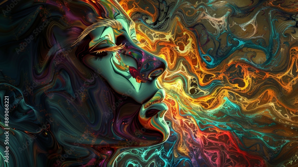 Abstract Face in Swirling Colors. Abstract Face in Swirling Colors.