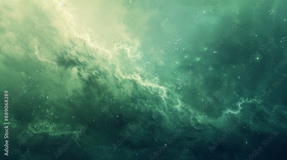 Obraz premium Green Nebula Background.