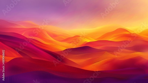 Abstract Sunset Over Wavy Mountains. © wiwat