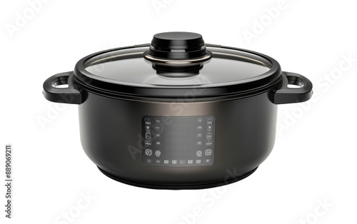 Black Electric Slow Cooker With Glass Lid And Digital Display photo