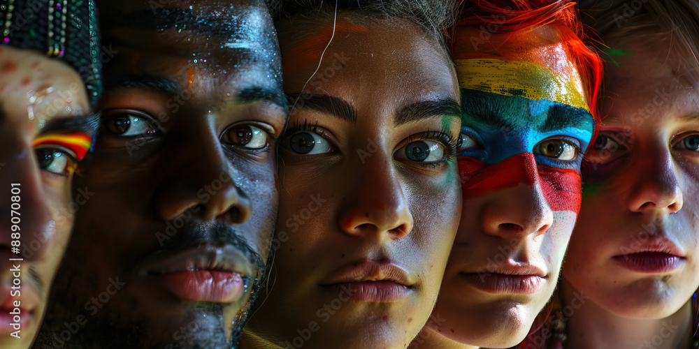 Tapestry of Pride: A diverse group of people from different backgrounds come together in unity. Tapestry of Pride: A diverse group of people from different backgrounds come together in unity.