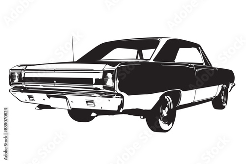 Vintage American muscle car from the 1960s rear view vector illustration