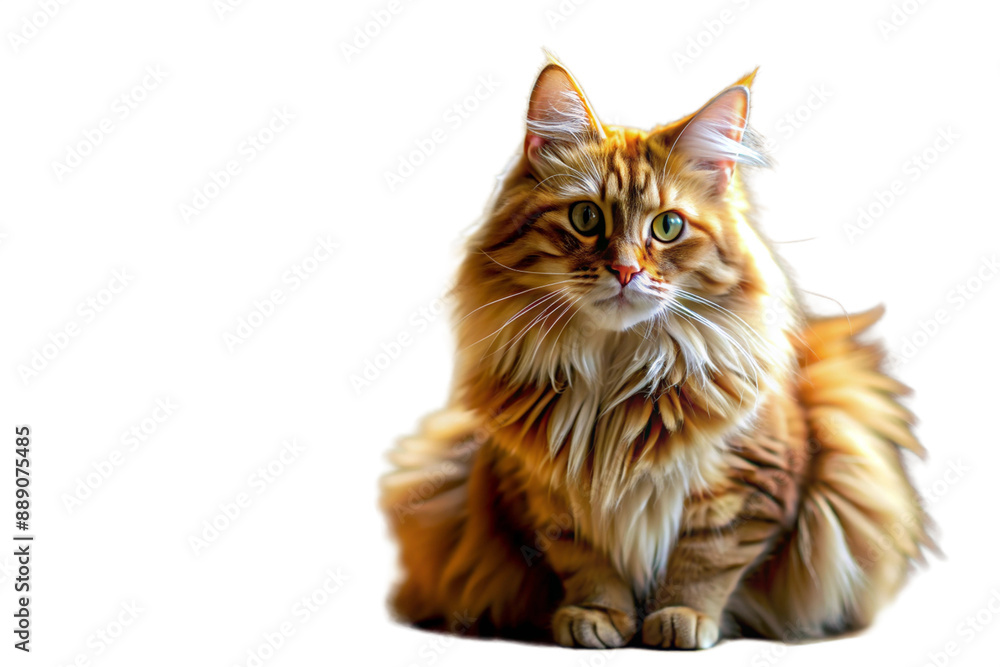 Fototapeta premium an orange fluffy cat in a white background