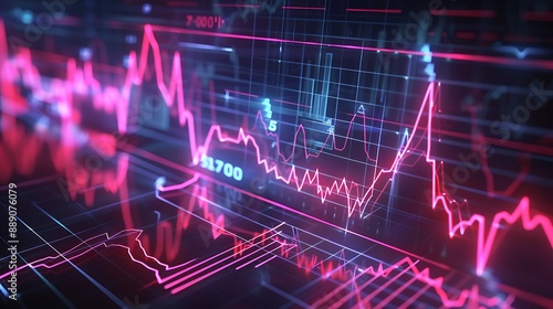 Animated depiction of a stock market graph pulsating like a heartbeat, reflecting the ebb and flow of financial trends. © Tae-Wan