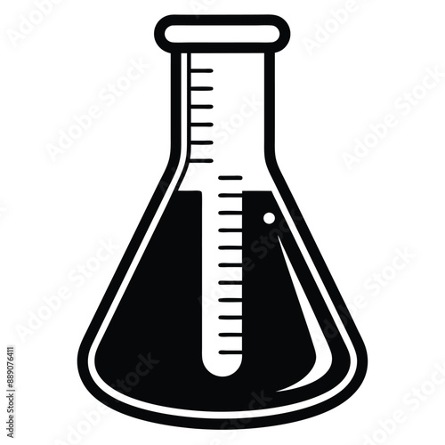 Measuring Flask Icon Silhouette Vector on White Transparent Background