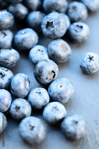 Handful of fresh blueberries close up