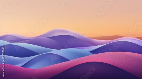 Abstract Hills in Purple, Blue and Pink Hues.