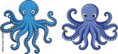 set of octopus  white background