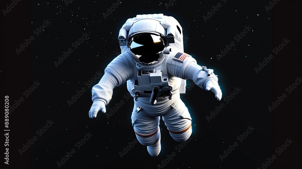 A 3d rendering of an astronaut floating in space. A 3d rendering of an astronaut floating in space.