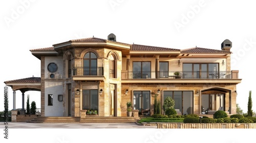 House Render. Real Estate Luxury Design in 3D Isolated Background