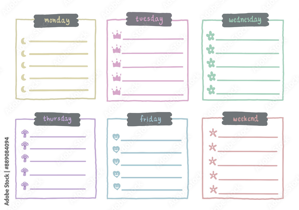 Set of planner stickers, sticky paper notes, blank notebook pages, tags, memo sheet stickers, daily planner or scrapbook decoration elements. Set of planner stickers, sticky paper notes, blank notebook pages, tags, memo sheet stickers, daily planner or scrapbook decoration elements.